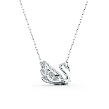 Swarovski Swan necklace, Dancing swan, White, Rhodium plated