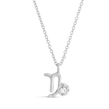 Silvertone Capricorn Zodiac Pendant with Crystal Accents Z124-LN5498SV CAP