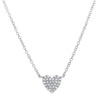 0.09CT 14K W/G DIAMOND PAVE HEART NECKLACE SC55002132
