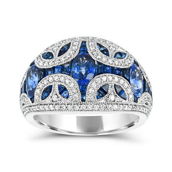 14K Blue Sapphire & Diamond Ring R11374SB6W4