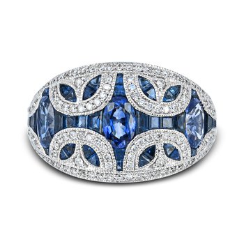 14K Blue Sapphire & Diamond Ring R11374SB6W4