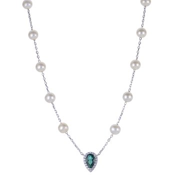 Swan necklace, Swan, Blue, Rhodium plated 5533397 - Jeffrey