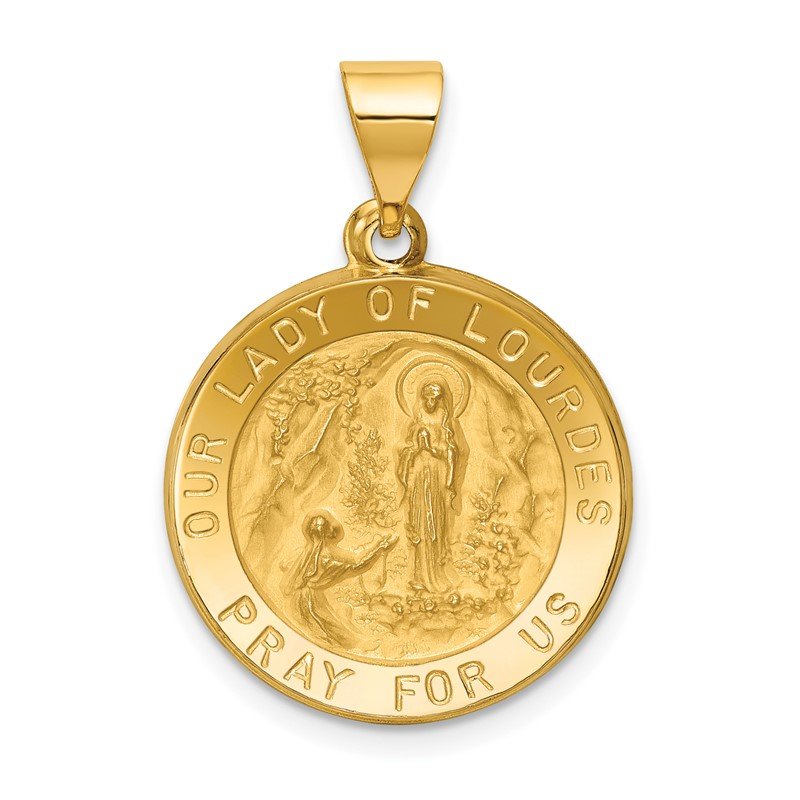 14k Gold Our Lady Fatima Medal Hollow Pendant
