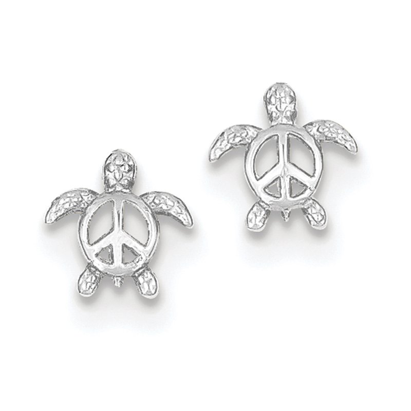 14k Yellow Gold Peace Turtle Post Earrings 14k Yellow Gold Peace Turtle Post Earrings