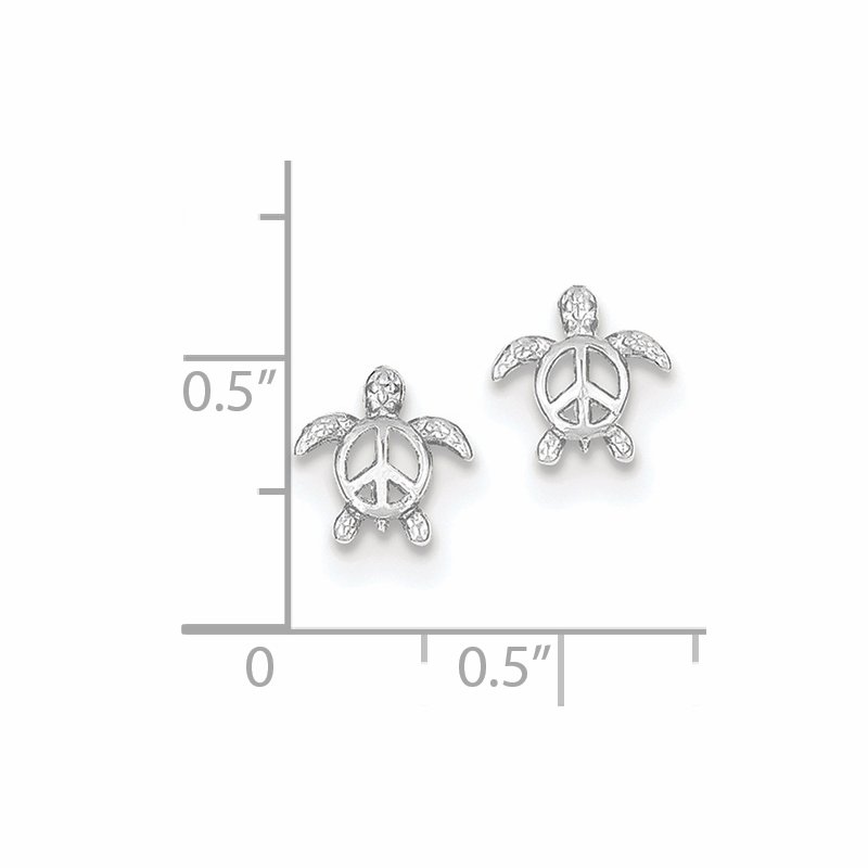 14k Yellow Gold Peace Turtle Post Earrings 14k Yellow Gold Peace Turtle Post Earrings