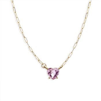 Pink Crystal Heart Necklace Z124-LN4381PK