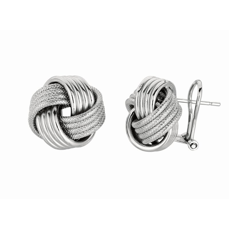 Silver with Rhodium Finish Diamond Cut Earring with Push buy Back Clasp