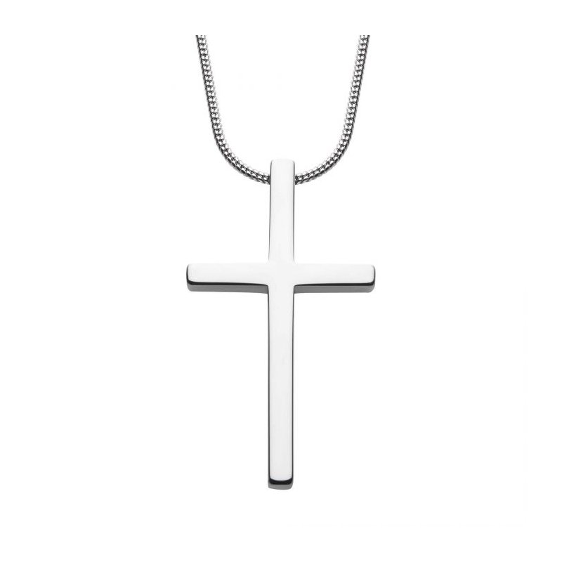 INOX Jewelry Tungsten Carbide Cross Pendant with Steel Snake Chain