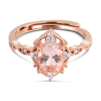 Morganite and Clear Cubic Zirconia Fashion Ring LN4754