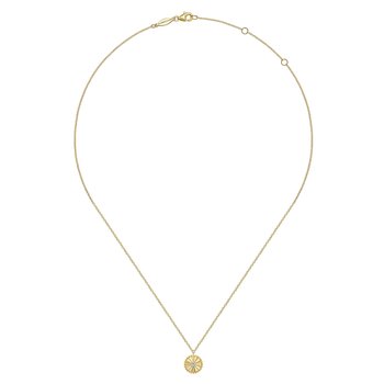 14K White-Yellow Gold Bujukan Diamond Cut Pendant Necklace NK6862M45JJ
