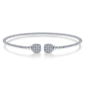 14K White Gold Bujukan Split Cuff Bracelet with PavÃƒÂ© Diamond Squares BG4258-62W45JJ