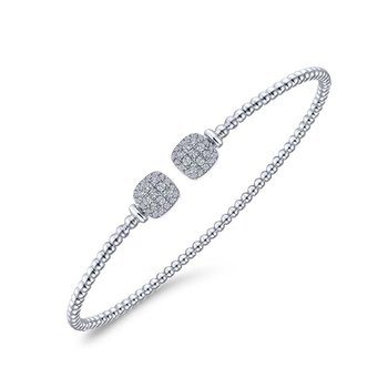 14K White Gold Bujukan Split Cuff Bracelet with PavÃƒÂ© Diamond Squares BG4258-62W45JJ