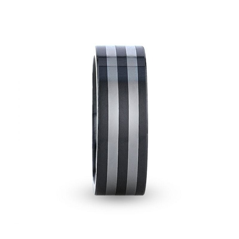 Thorsten DIPLO Ceramic ring with Tungsten Inlay With Flat Polished Edges - 8mm Thorsten DIPLO Ceramic ring with Tungsten Inlay With Flat Polished Edges - 8mm