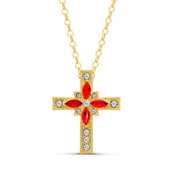 Red Crystal Cross Pendant Z124-LN4300RED