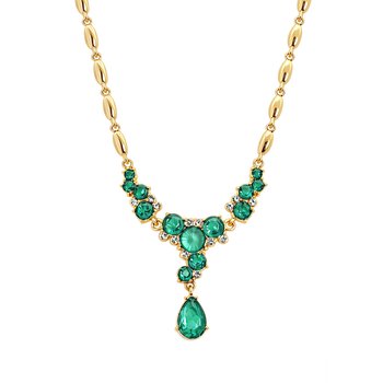 Elegant Green Gemstone Necklace T494-TY2459GR
