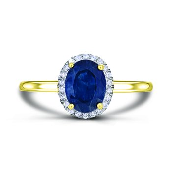 10K Yellow Gold Blue Sapphire and Diamond 0.110cts Ring R12900SB6Y0