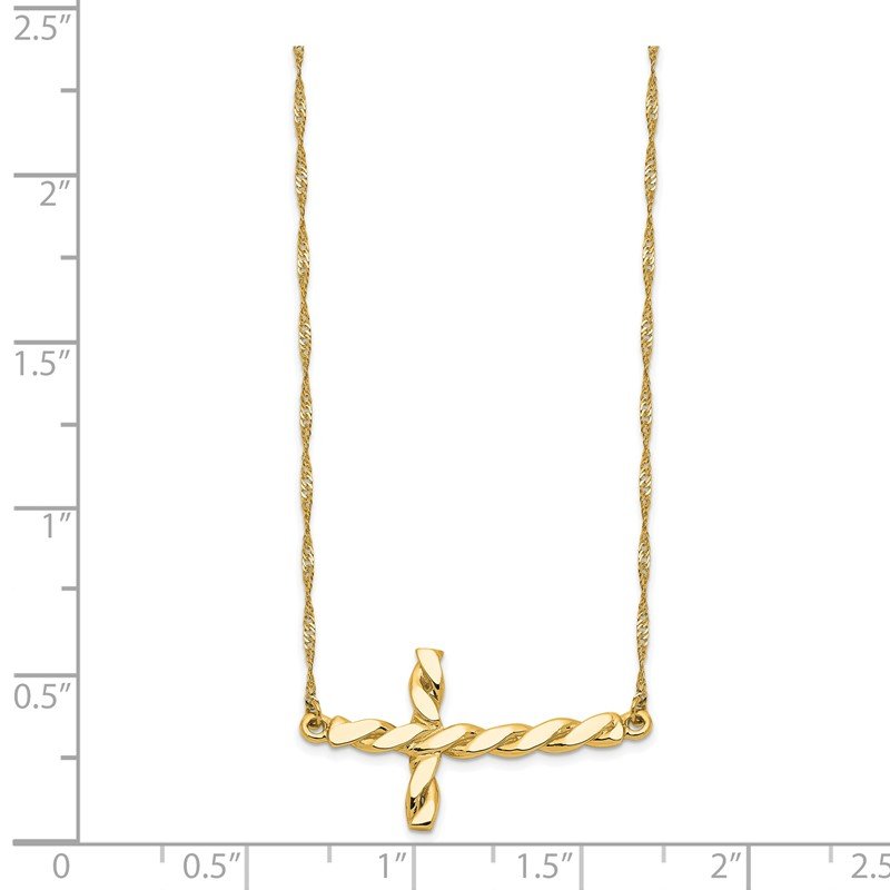 14k White Gold Twisted Polished Sideways Cross 17 Inch Necklace 14k White Gold Twisted Polished Sideways Cross 17 Inch Necklace