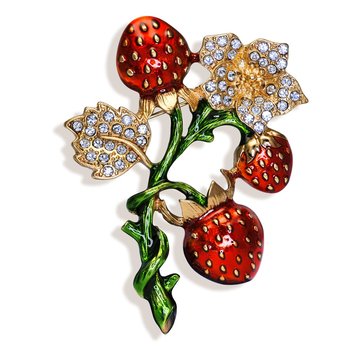 Multicolor Crystal Strawberry Brooch JO14-21