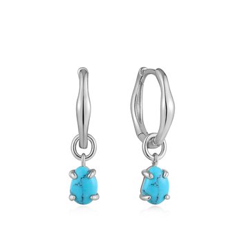 ANIA HAIE Turquoise Drop Wave Huggie Hoop Earrings E044-05G
