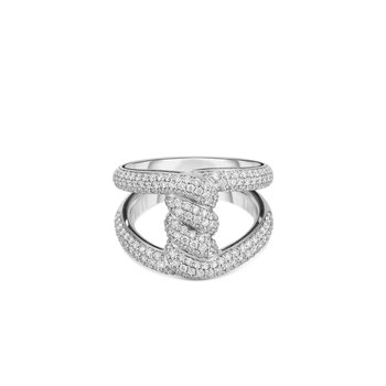Swarovski Millenia open ring, Octagon cut, Blue, Rhodium