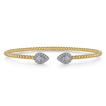 14K White and Yellow Gold Diamond Pear Shape Bujukan Bangle BG4774-62M45JJ