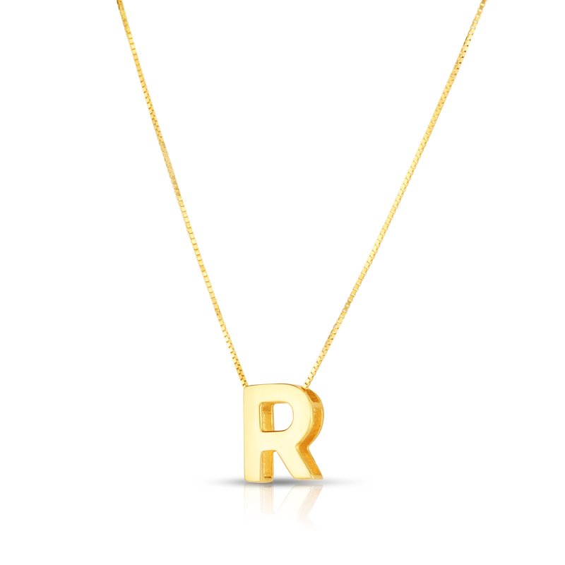Royal Chain 14K Gold Block Letter Initial R Necklace RCR10969-18 ...
