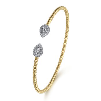 14K White and Yellow Gold Diamond Pear Shape Bujukan Bangle BG4774-62M45JJ