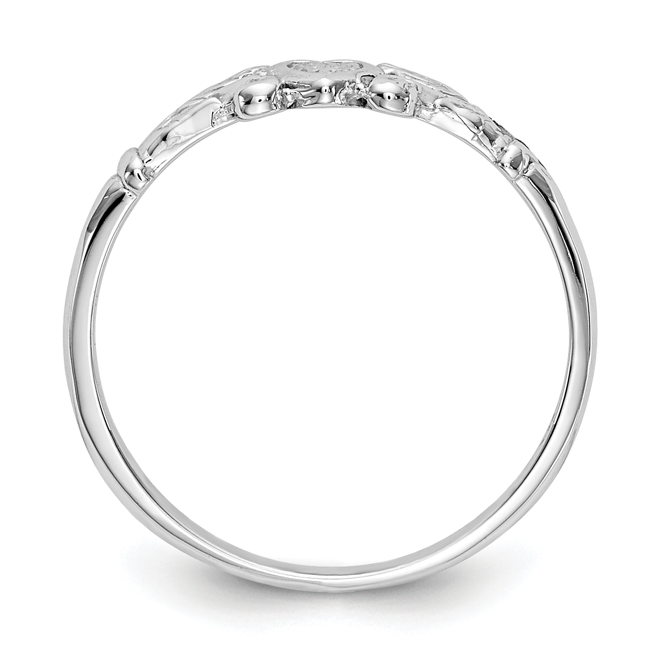 Celestial 14K White Gold Textured Mini Heart Size 1 Baby / Childs