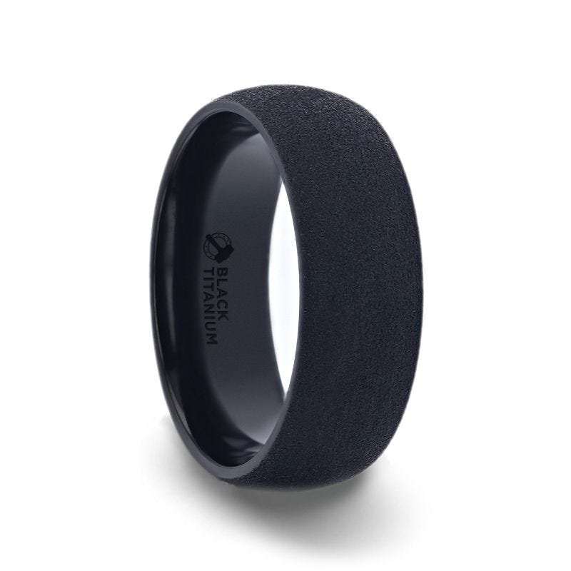 Thorsten CIMMERIAN Domed Black Titanium Men's Wedding Band With Sand Blasted Finish - 8mm Thorsten CIMMERIAN Domed Black Titanium Men's Wedding Band With Sand Blasted Finish - 8mm
