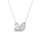 Swarovski Dancing Swan necklace, Swan, White, Rhodium plated