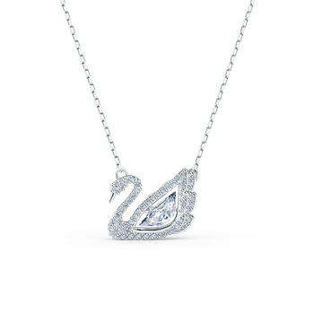 Swarovski Dancing Swan necklace, Swan, White, Rhodium plated