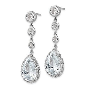 Cheryl M Sterling Silver CZ Pear Blue Opal Halo Post Earrings Cheryl M Sterling Silver CZ Pear Blue Opal Halo Post Earrings