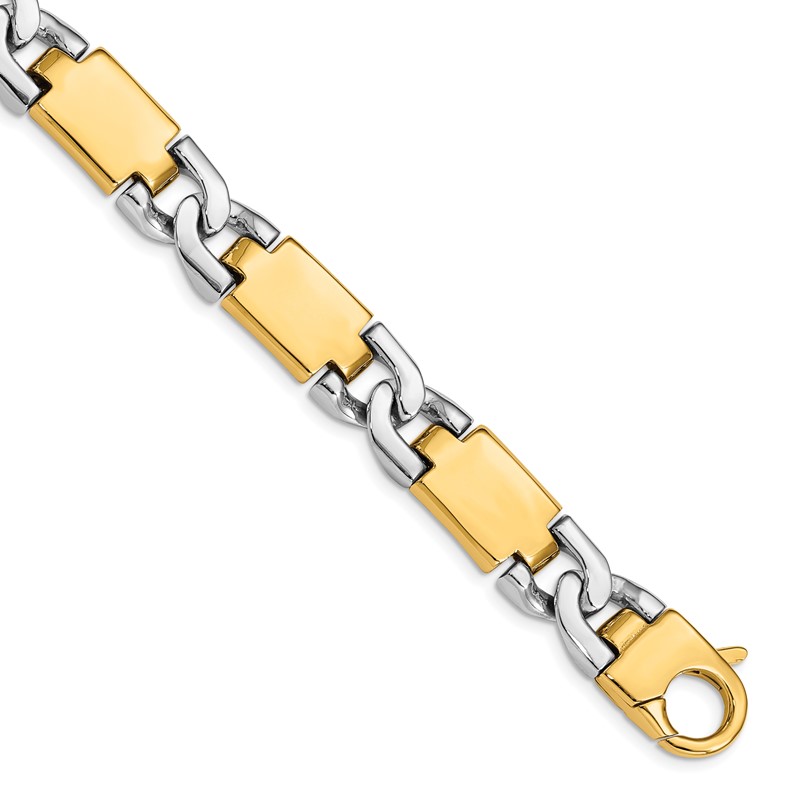Quality Gold 14K Two-tone 9 inch 10.9mm Hand Polished Fancy Link