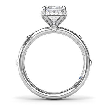 Emerald Cut Engagement Ring with Bezel Set Diamond Band S4434