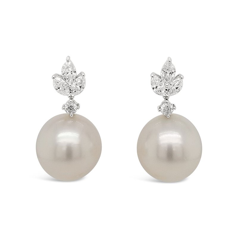 South Sea Pearl & Marquise Diamond Earrings 20NE284 - Rudolf