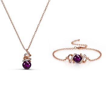 Amethyst Pendant and Bracelet Set ZJ452-JJS52336AM