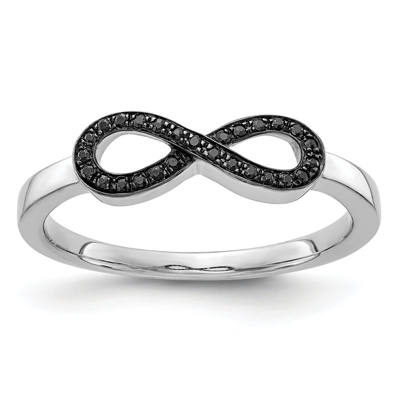Quality Gold 14k White Gold Black Diamond Infinity Ring