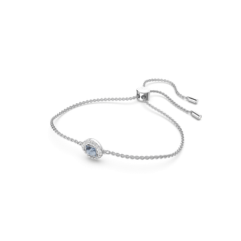 Swarovski Angelic bracelet, Square cut, Blue, Rhodium plated