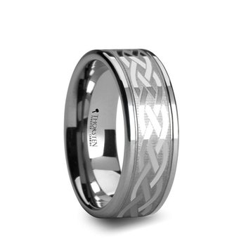 Thorsten PAETUS Flat Dual Offset Grooved Tungsten Ring with Celtic Design - 8mm & 10mm Thorsten PAETUS Flat Dual Offset Grooved Tungsten Ring with Celtic Design - 8mm & 10mm