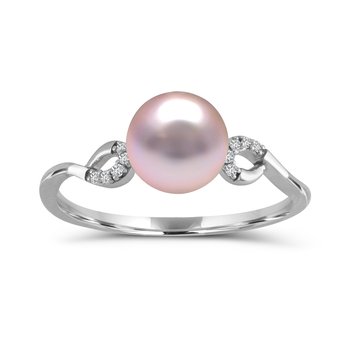 10K White Gold Pink Freshwater Pearl 0.030cts  and Diamond Ring R13539PL6W0