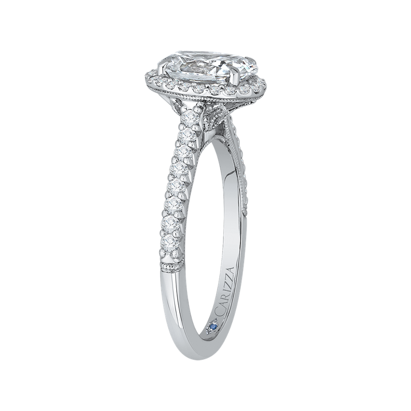 ☆nff☆ beaded halo ringwhite nff1 Carizza 14K White Gold Oval Cut Diamond Halo Engagement Ring