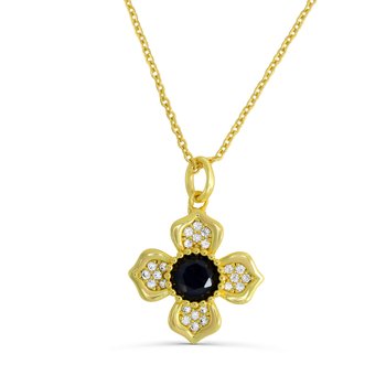 Flower Necklace with Crystal Accent L444-S2503114_NC