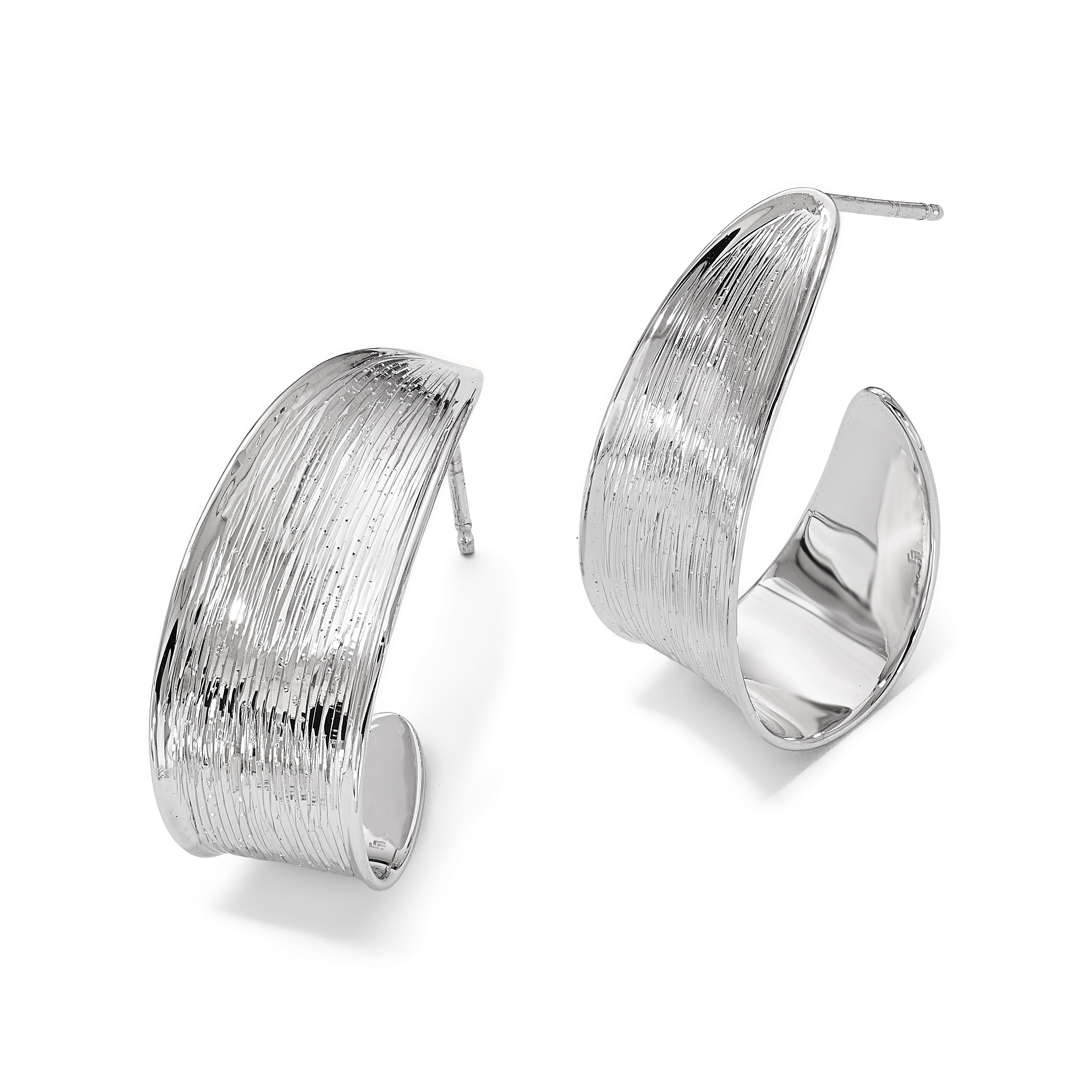 Leslie's Sterling Silver RH-plated Polished and Textured Earrings