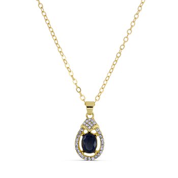Gold tone 1.60 ct. Sapphire and Crystal AccentsPendant LN5267