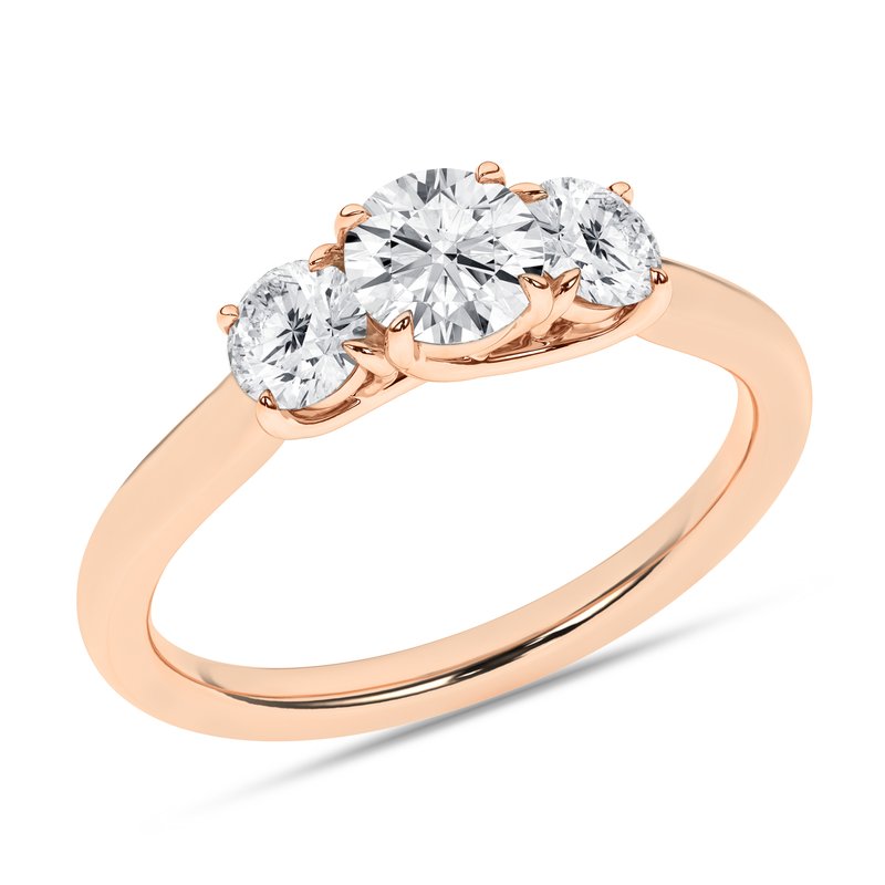 Size 4 - Solid 14k Yellow Gold 3 Three Stone Emerald-Cut