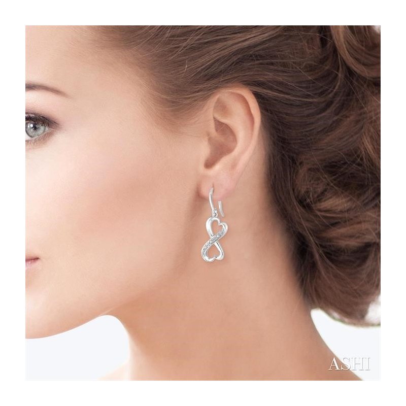 ASHI Silver Infinity Heart Shape Diamond Fashion Earrings