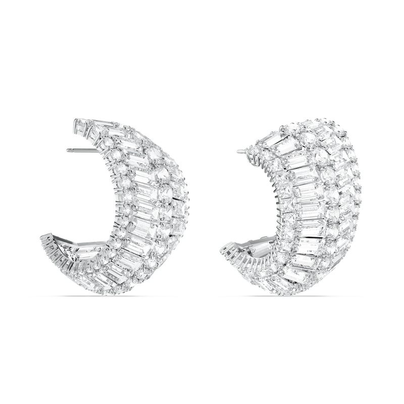 Swarovski Hyperbola drop earrings, Mixed cuts, White