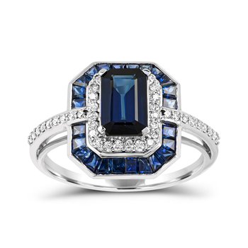 14K White Gold Blue Sapphire and Diamond 0.252cts Ring R12804SB6W4