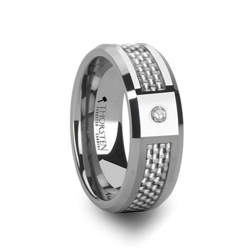 Thorsten ROYCE Tungsten Wedding Band White Carbon Fiber Diamond Setting - 8mm Thorsten ROYCE Tungsten Wedding Band White Carbon Fiber Diamond Setting - 8mm