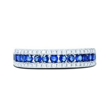 14K White Gold Blue Sapphire and Diamond 0.252cts Ring R12976SB6W4